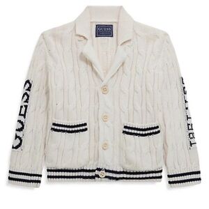 GUESS Kids Cream Cable Knit Blazer - Size 6-7 Boy